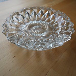 Vintage crystal like glass ashtray mid century